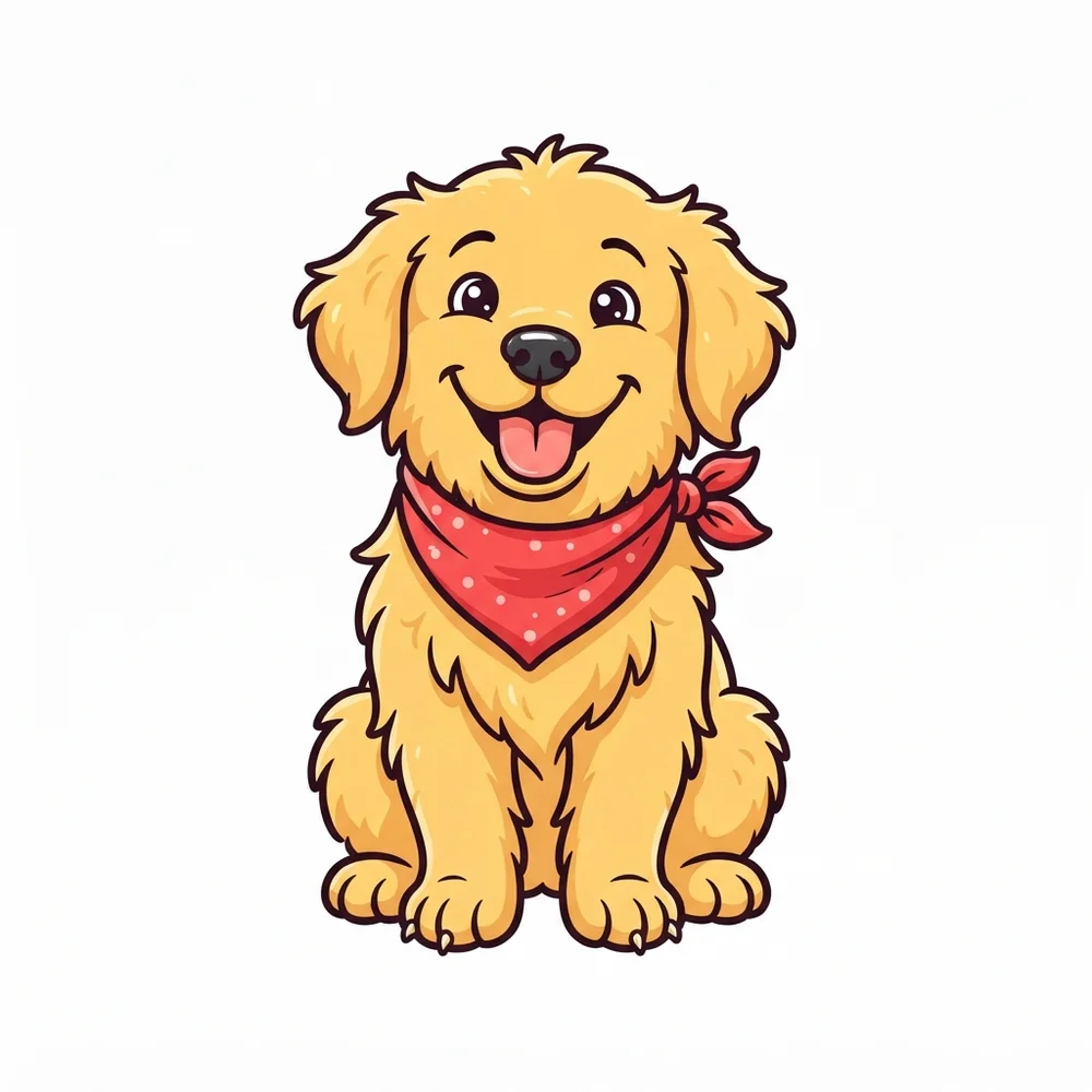 The same puppy turned into cartoon art