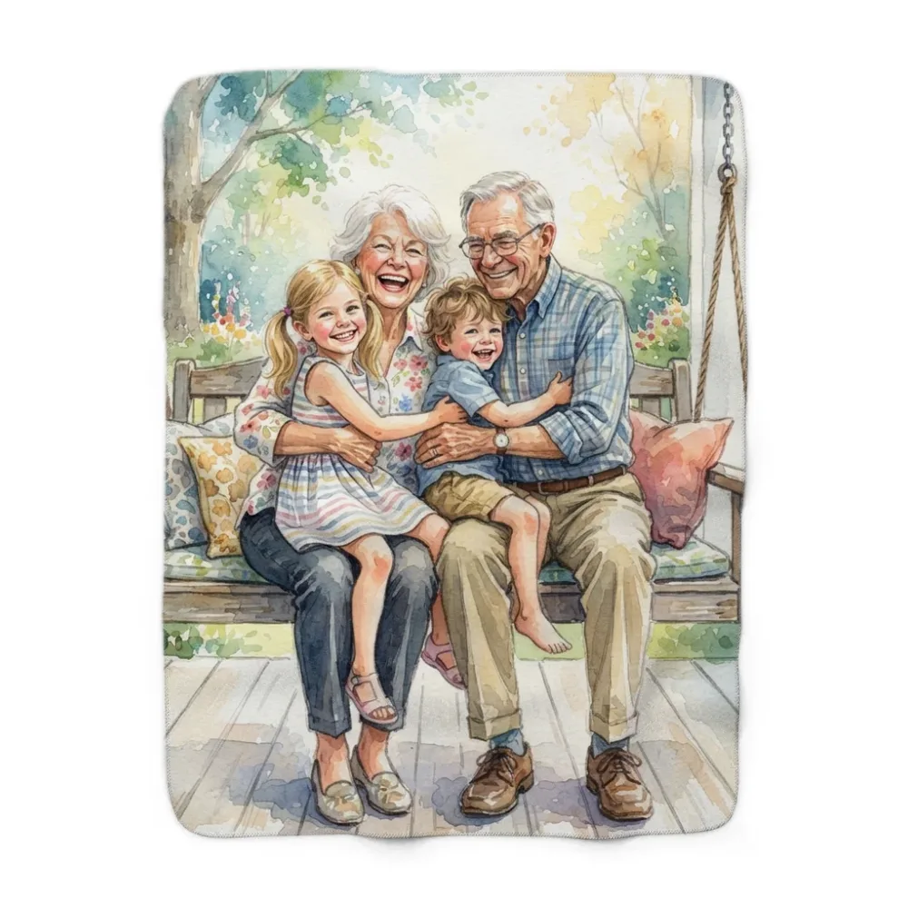Sherpa Blanket printed with a custom illustration