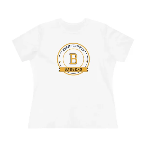 Women's tee with a school logo